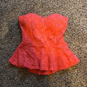 Strapless peplum top
